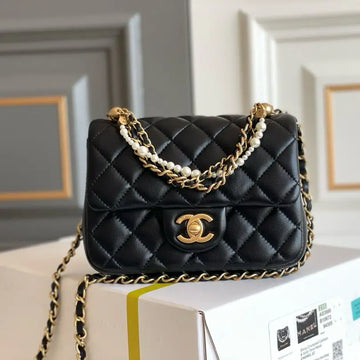 Chanel 24P Pearl Twist Chain Square Mini Flap Bag