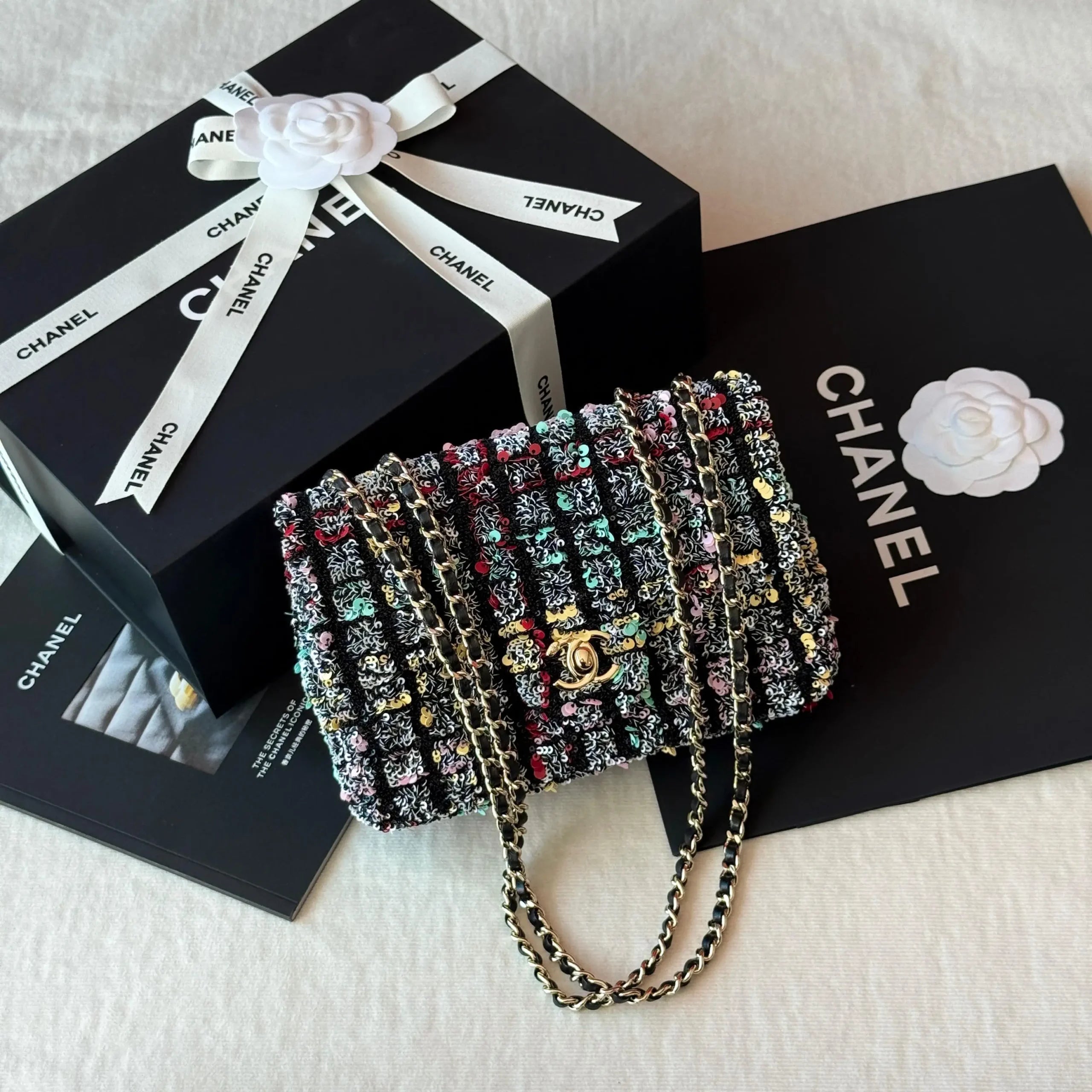 Chanel Mini Classic Bag in Black & White Houndstooth