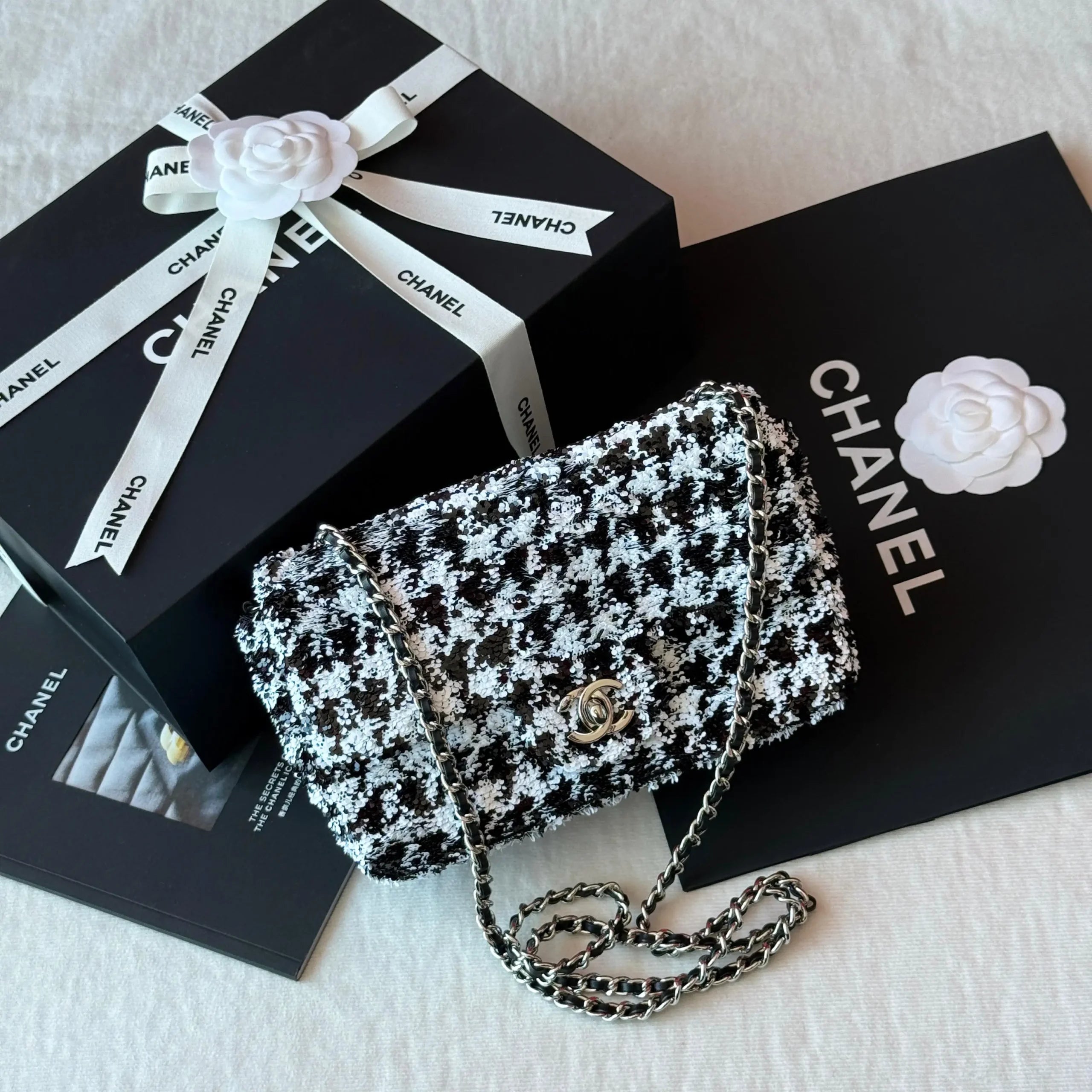 Chanel Mini Classic Bag in Black & White Houndstooth
