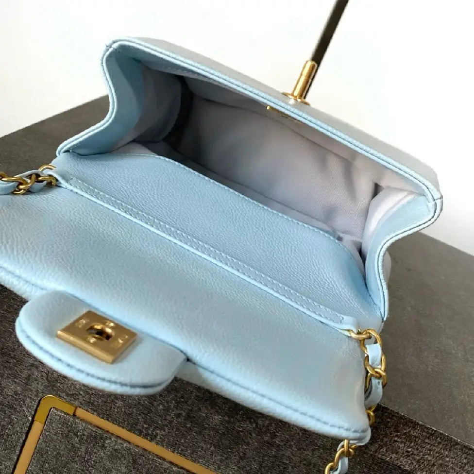 Chanel Mini Flap Bag in Light Blue – Iconic CC Logo