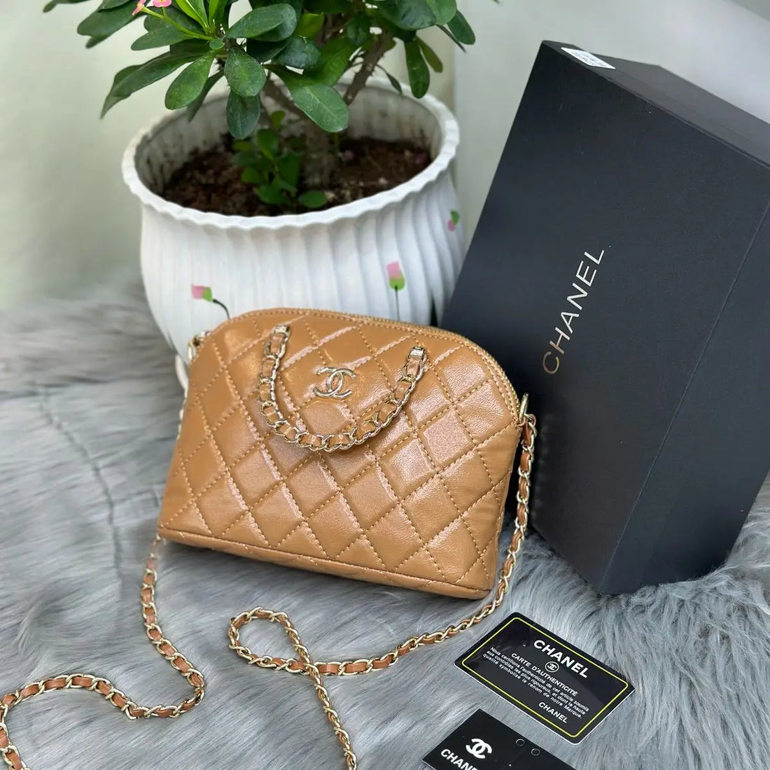 Elegant White Quilted Chanel-Inspired Crossbody Bag