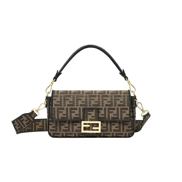 Fendi Baguette Brown FF jacquard fabric bag