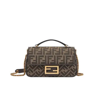 Fendi Baguette Chain Midi FF jacquard fabric bag