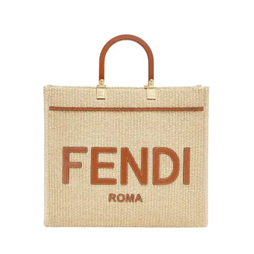 Fendi Sunshine Medium Embroidered straw shopper