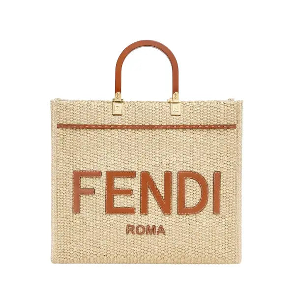 Fendi Sunshine Medium Embroidered straw shopper