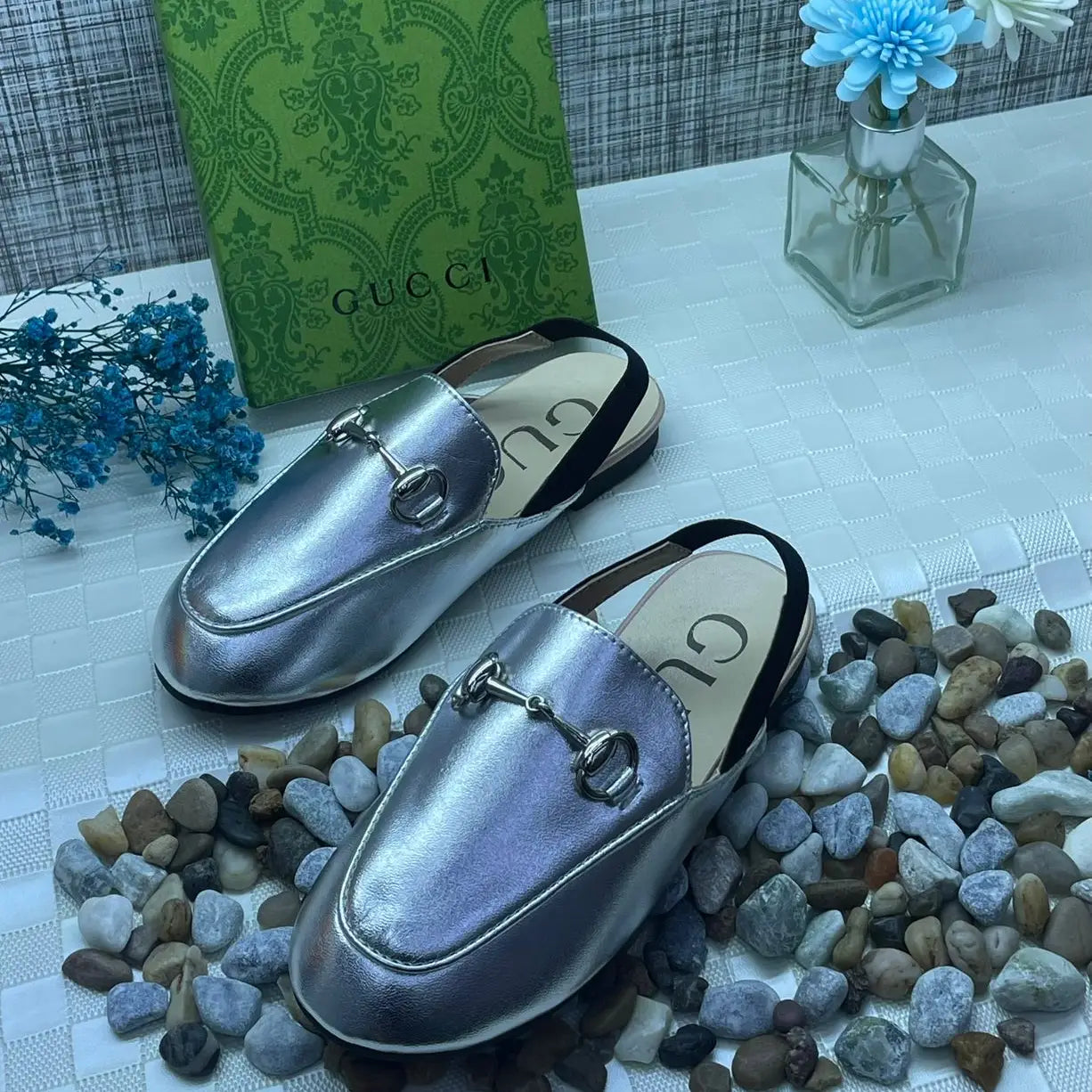 Gucci Princetown Hoo Ali Silver Chain Mules