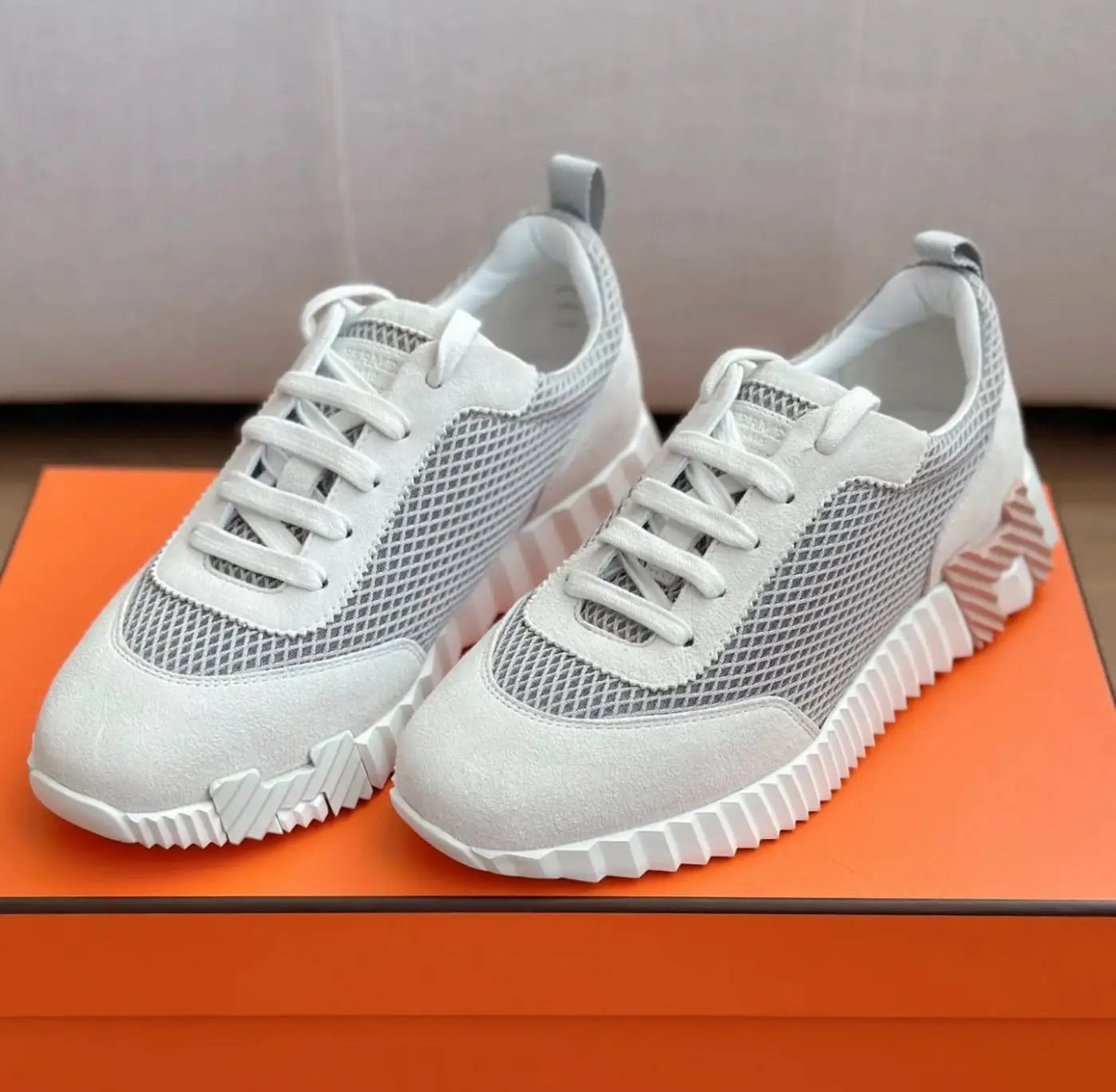 Hermes Air Mesh Suede Goatskin Bouncing Sneakers