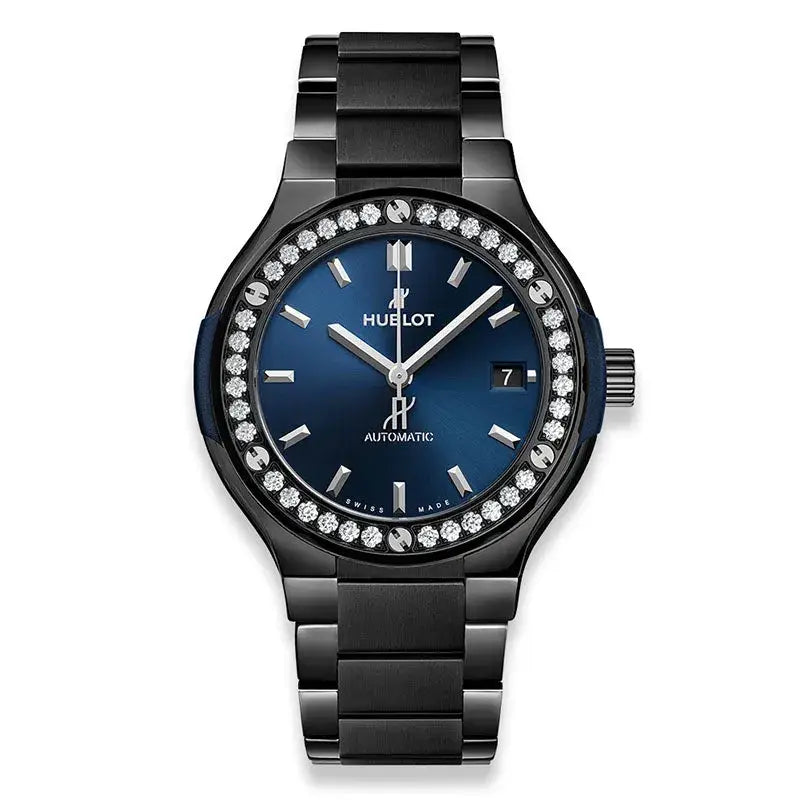 Hublot Classic Fusion Ceramic Blue Bracelet Diamonds 38mm - 568.CM.7170.CM.1204