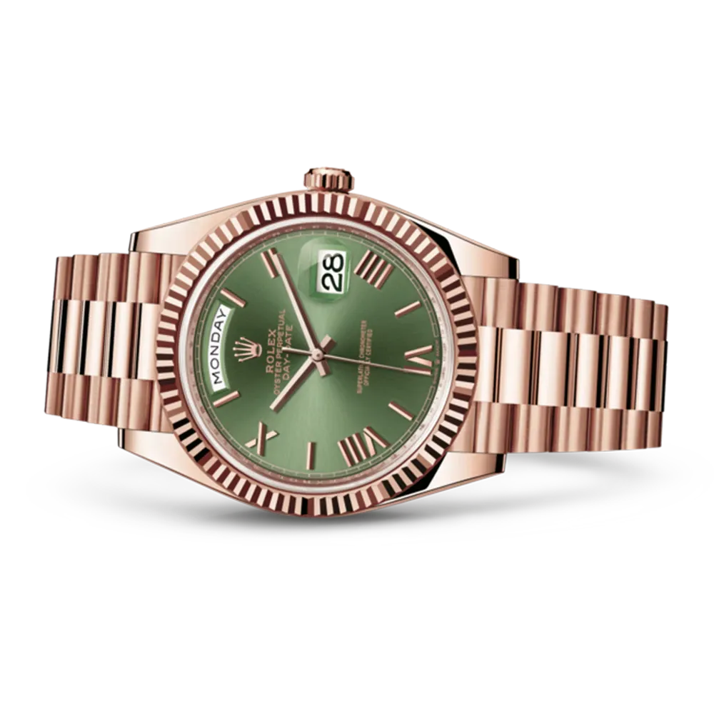 Rolex Day-Date 40 Presidential Olive Green Dial 18kt Rose Silver 228235-0025 in Dubai