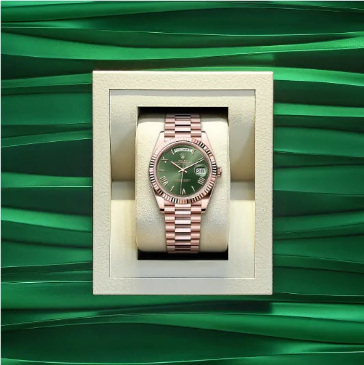 Rolex Day-Date 40 Presidential Olive Green Dial 18kt Rose Silver 228235-0025 in Dubai