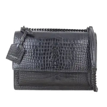 Saint Laurent Sunset Medium Croc-Embossed