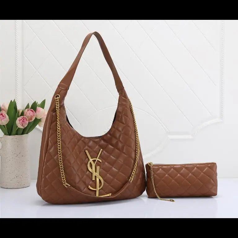 YSL Genuine Leather & Cotton, Palm Prints Vintage Handbag