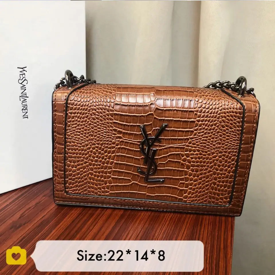 YSL Saint Laurent Sunset chain bag with a crocodile-embossed pattern bag