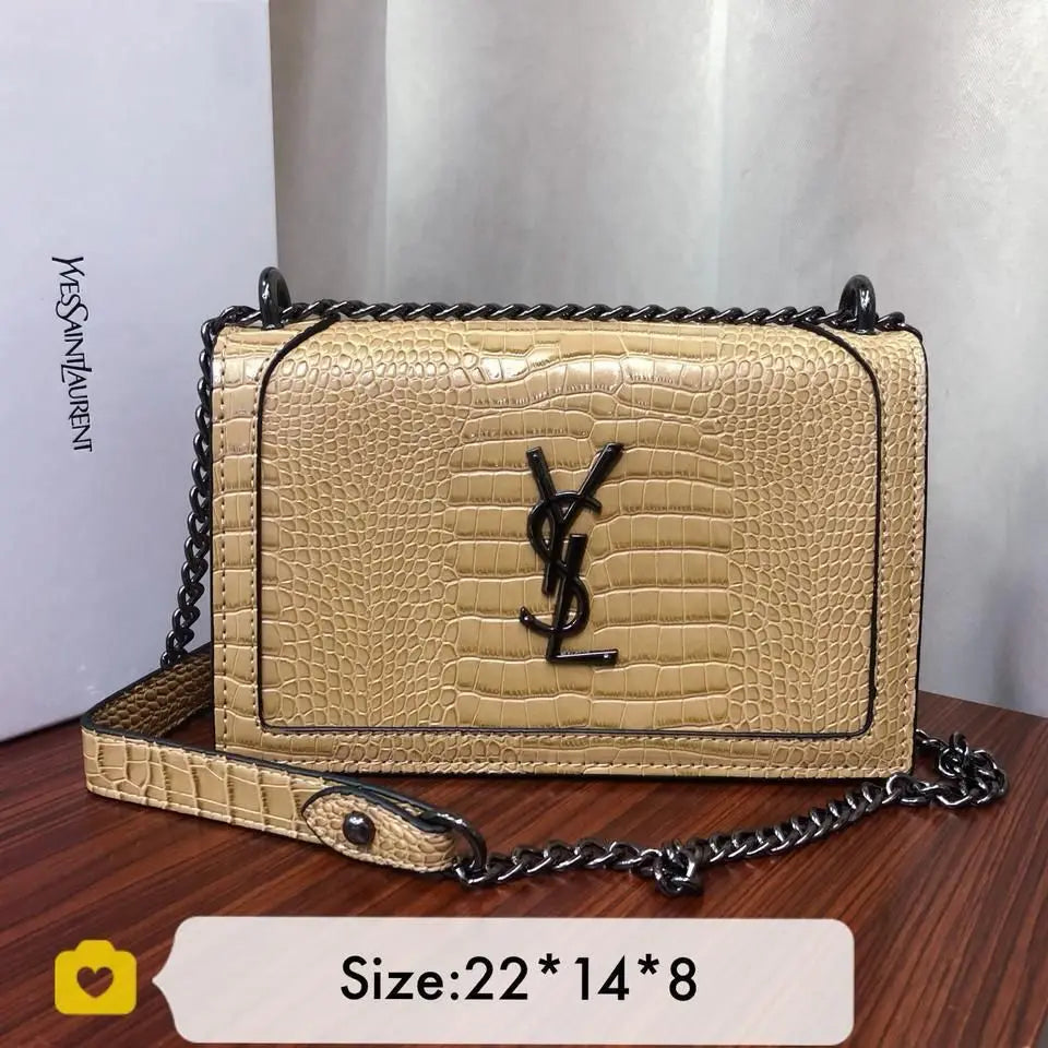 YSL Saint Laurent Sunset chain bag with a crocodile-embossed pattern bag