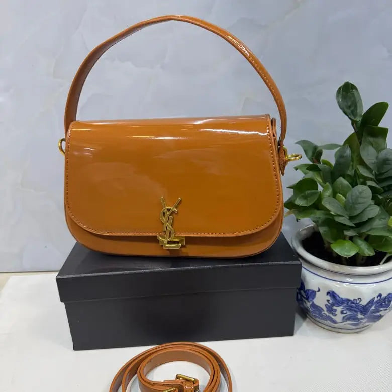 YSL Saint Laurent deep burgundy patent leather finish Bag