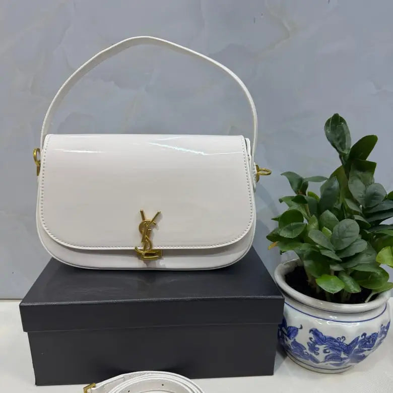 YSL Saint Laurent deep burgundy patent leather finish Bag