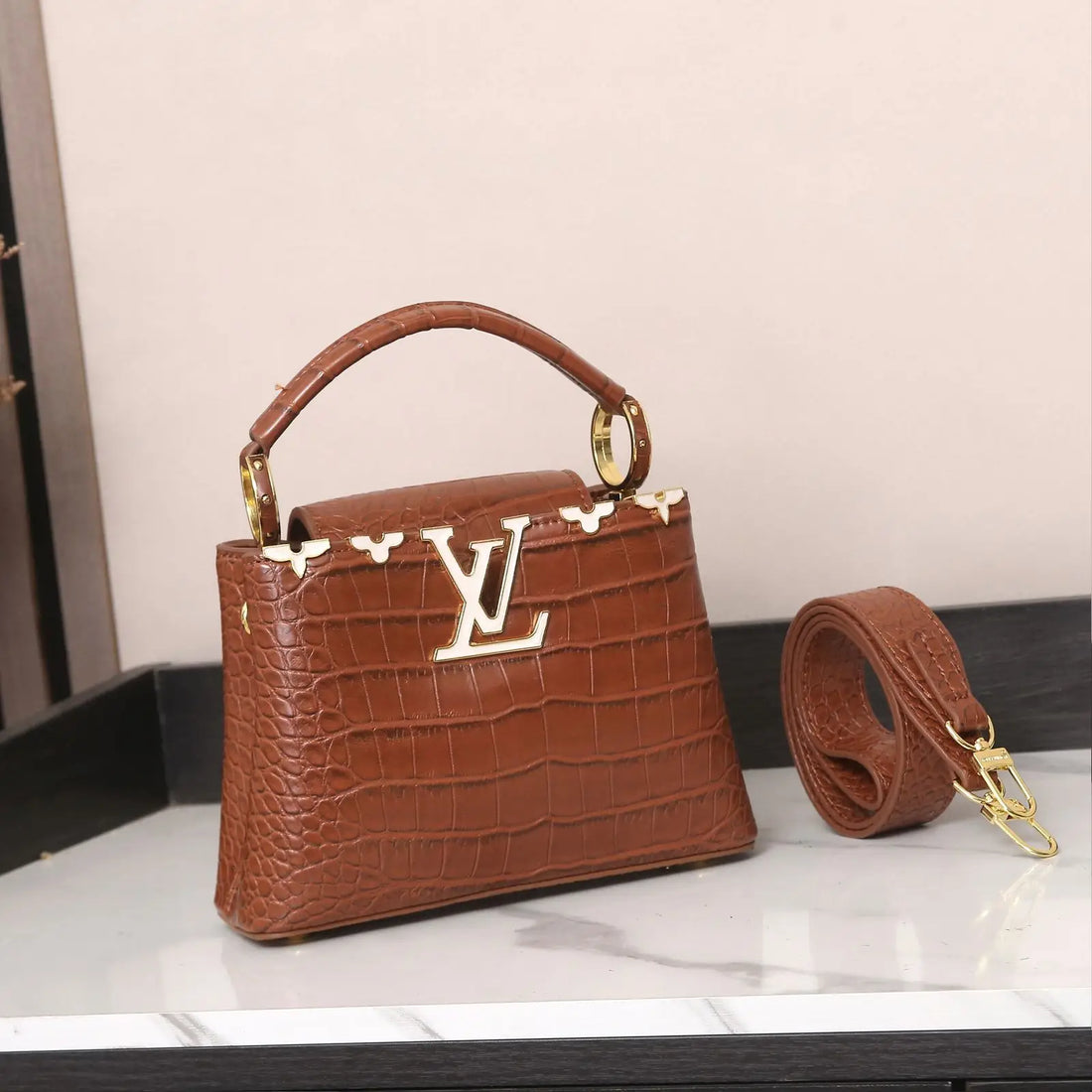 LV Capucines MM Crocodile Leather Women's Handbags